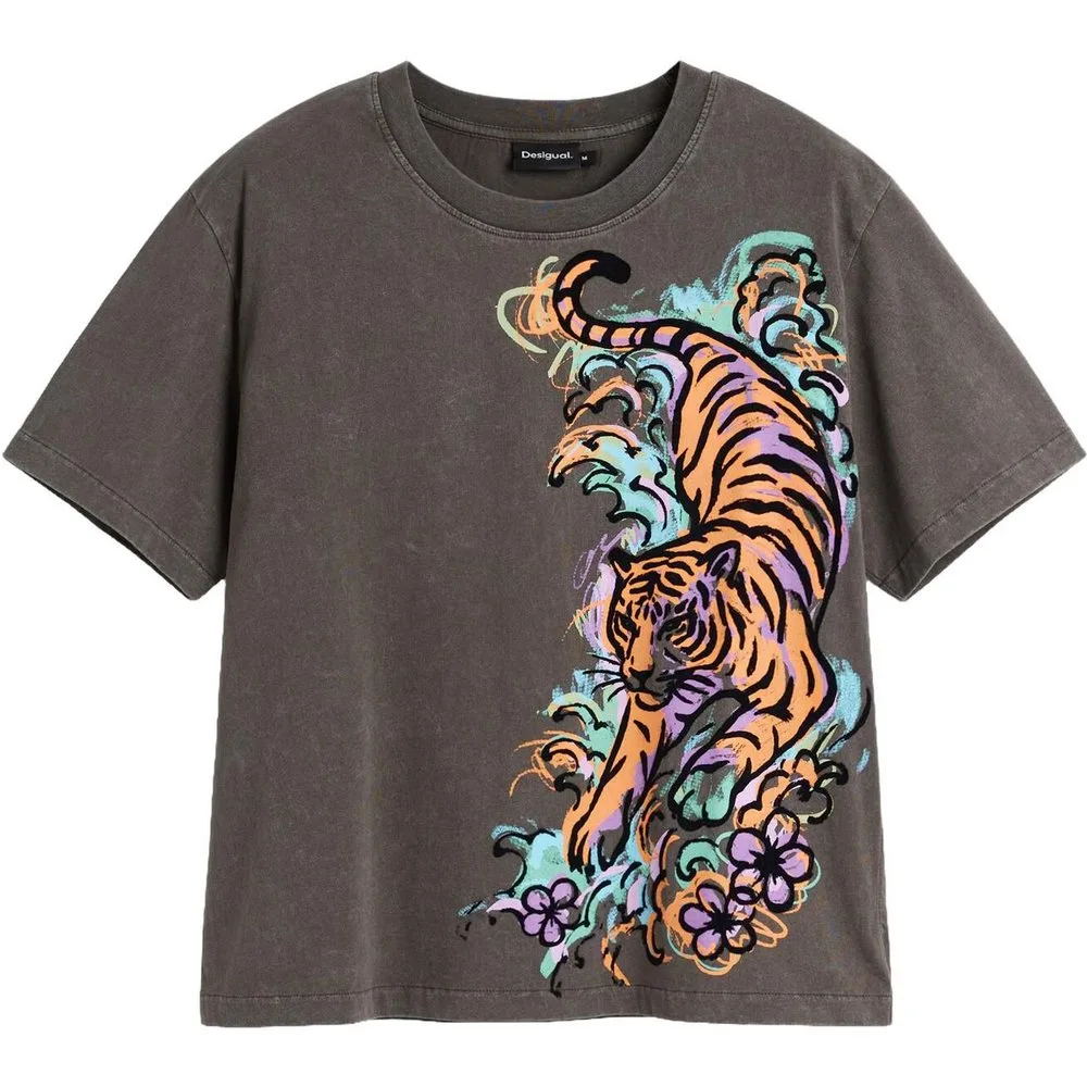 Camiseta de mujer tigre 100% algodón - Desigual - FashionsVida