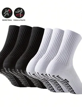 Pares de calcetines antideslizantes para fútbol/deportes con puntos de agarre, suela de felpa gruesa, adecuados para correr, fútbol, baloncesto, fit - Shein - FashionsVida