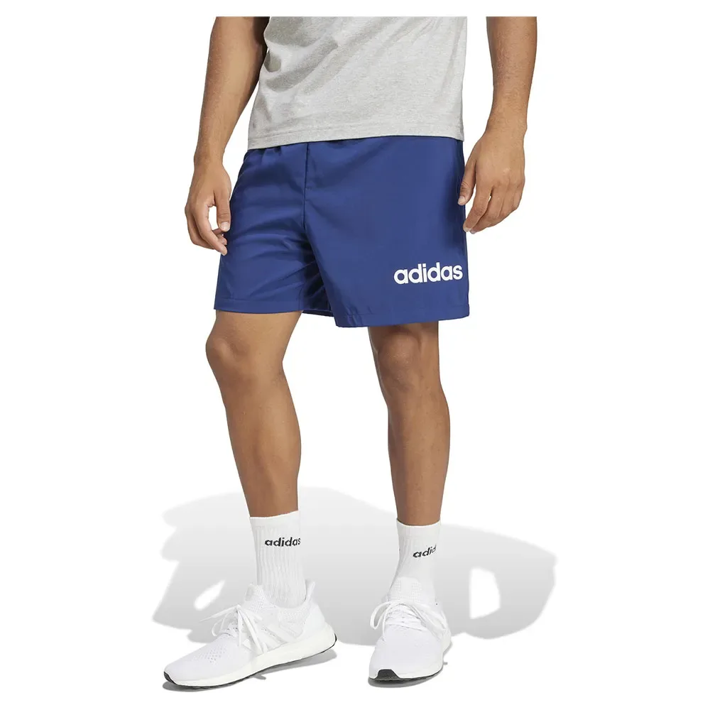 Pantaloni Corti Essentials Linear Logo Dark Blue / White XL - Adidas - FashionsVida