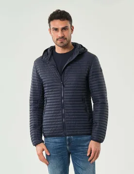 Piumino ultra leggero Originals blu in nylon imbottito in piuma con cappuccio - Colmar - FashionsVida