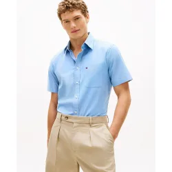 Camisa de caballero de manga corta tipo Oxford lisa
