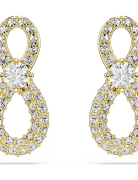 Orecchini a lobo Hyperbola, Taglio tondo, Pavé, Infinito, Bianchi, Finitura oro 18K OS - Swarovski - FashionsVida