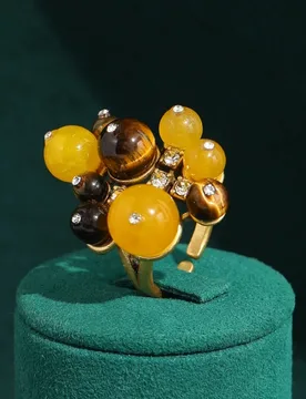 Vintage Tiger Eye Stone Rings Round Beeswax Yellow Antique Gold Plated High Quality Woman Accessories Jewelry Bridesmaid 2026 - Aliexpress - FashionsVida