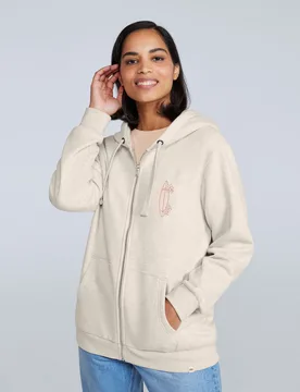 Maya Womens Full-Zip Hoodie - Beige - Beige - Size: 6 - Animal - FashionsVida