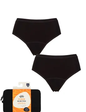 Women's 2 Pack Love Luna Period Midi Briefs Ready Pack Black 10-12 - Black - Size: UK 10-12 - SockShop - FashionsVida