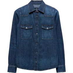 Camiseta de mujer en denim con botones y manga larga