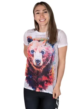 Be Wild Bear Short Sleeve T-shirt White M Women - OTSO - FashionsVida