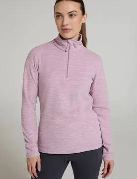 Women's Snowdon Fleece Top Quick Dry Half Zip Jumper in Light Pink Size: 20 - Light Pink - Size: 20 - Mountain Warehouse - FashionsVida