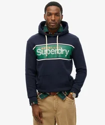 Superdry Herren Core Logo Hoodie mit Streifen Marineblau - Größe: S