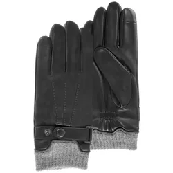 Gants tactiles cuir poignet tricot Noir noir 8