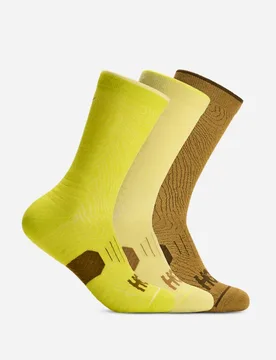 Crew Run Sock 3-Pack in Citrus/Pomelo Yellow/Mstd Seed, Size Large - HOKA - FashionsVida