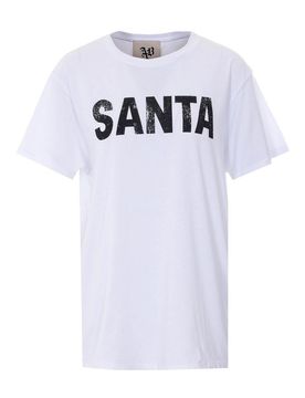 T-shirt bianca e nera di Babbo Natale