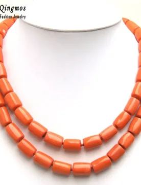 Qingmos 2 Strands Natural Orange Coral Necklace for Women Jewelry with Genuine 10-12mm Thick Slice Coral Stone Chokers 17-18" - Aliexpress - FashionsVida