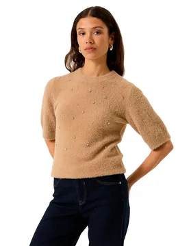 Pull à Manches Courtes U260041 Soft Taupe M - Garcia - FashionsVida