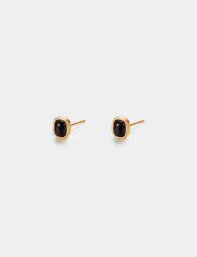 K Gold Plated Black Onyx Stud Earrings for Women Minimalist Rounded Square Geometric Earrings - Aliexpress - FashionsVida