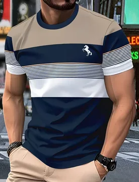 Men's Stripe Short Sleeved T-Shirt Fashion Lightweight Breathable Sports Pullover Daily Casual Shirt Street Loose Men's Clothing - Aliexpress - FashionsVida