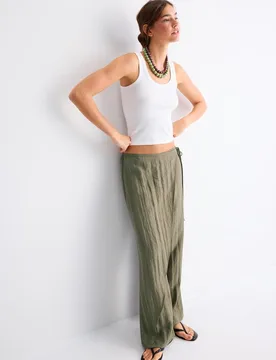 Fließende Pareo-Hose Khaki S - Stradivarius - FashionsVida