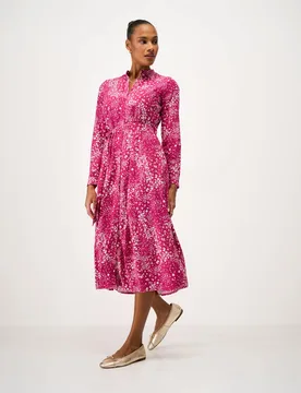 Floral Notch Neck Midi Shirt Dress Navy Mix female - Crew Clothing - FashionsVida