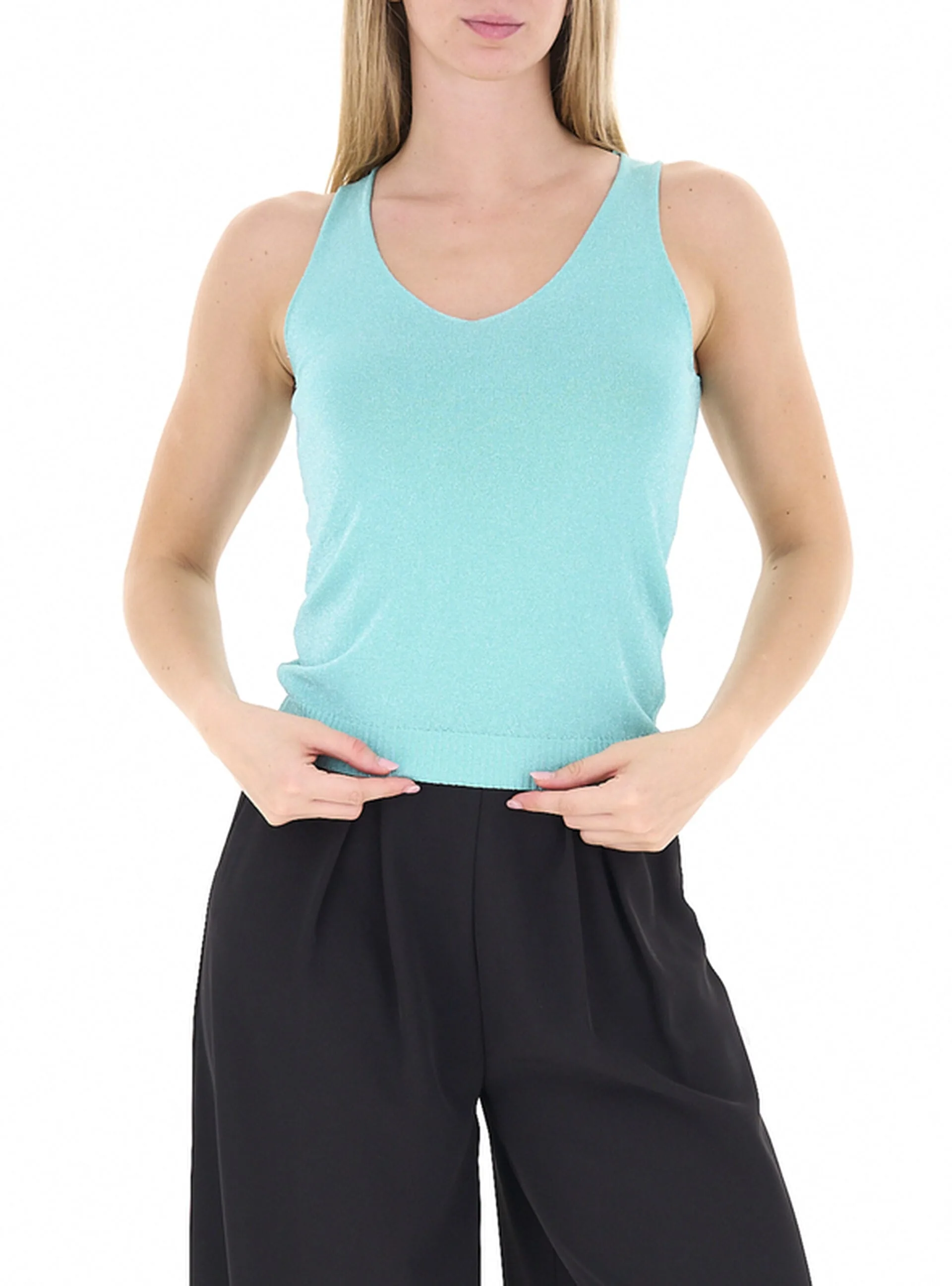 Canotta in lurex TURCHESE S/M - Rinascimento - FashionsVida
