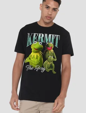 Unisex The Muppets Kermit The Frog Homage T-Shirt, Black Size: Large - Black - Size: L - Disney - FashionsVida