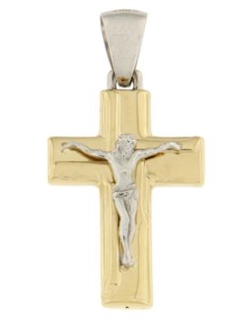 Ciondolo Croce Oro Giallo Bianco GL100836