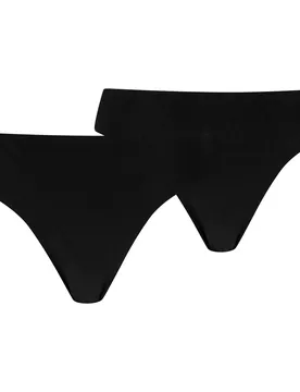 Invisible Cotton Strings 2er-Pack Damen Bikinihose, schwarz M
