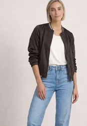 Satin-Blouson mit Streifendetails female Braun