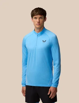 Flow Seamless Quarter Zip Long Sleeve Top - Cool Blue/black COOL BLUE/BLACK L male - Castore - FashionsVida