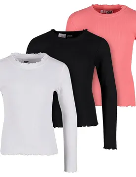 Maglietta A Maniche Lunghe Uck3996b 3 Unità White / Black / Pale Pink 158-164 cm