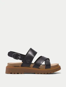 Clairemont Leather Strappy Flat Sandals Black Mix female - Timberland - FashionsVida