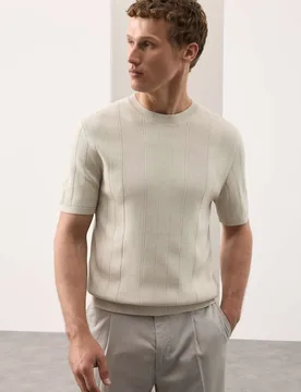 Performance Mercerised Cotton Knitted T-Shirt Light Natural male - Autograph - FashionsVida