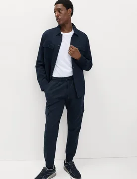 Regular Fit Herringbone Cargo Joggers Navy male - M&S - FashionsVida