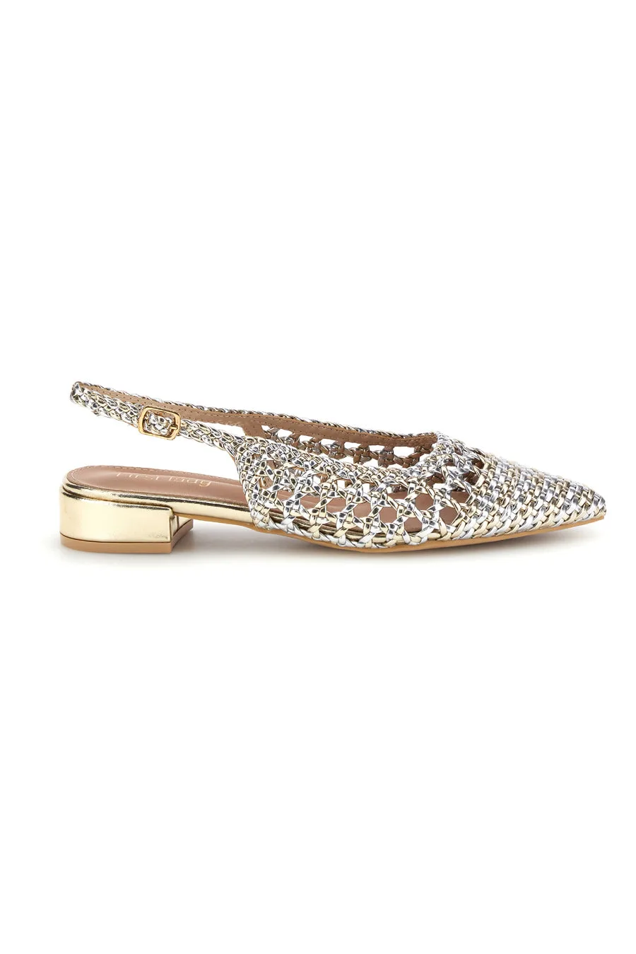 Ballerine slingback oro intrecciate con punta affusolata P661 37 - FIRST LADY - FashionsVida