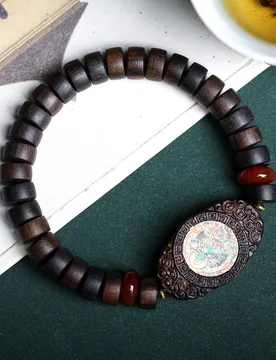 Agarwood Tablet Bead Single Loop Bracelet Green Tara Handpiece Accessory Wooden Jewelry for Women and Men Gifts - Aliexpress - FashionsVida