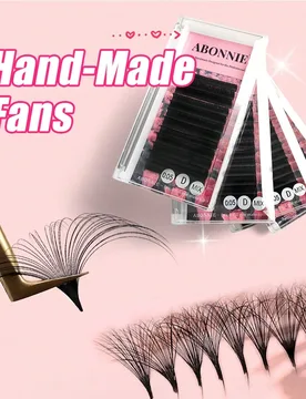 ABONNIE Pestañas postizas de abanico de volumen mega con 12 filas de 8-25mm, de suave cachemira, en negro mate de 0.03/0.05/0.07mm, con rizo D - Shein - FashionsVida