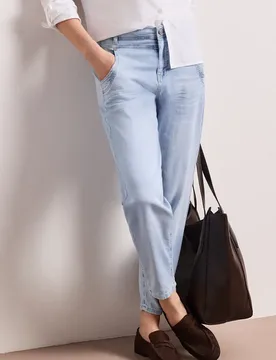 High Waist Barrel Leg Jeans im Loose Fit female Blau - Street One - FashionsVida