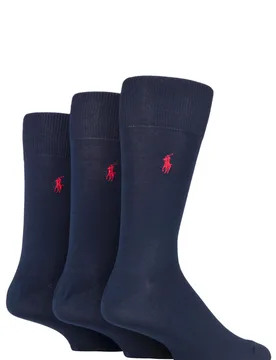 Pair Navy Mercerized Cotton Flat Knit Plain Socks Men's 5-8 Mens - - Blue - Size: 5-8 Mens - Ralph Lauren - FashionsVida
