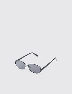 Herren Herren Runde Metall-Sonnenbrille Black