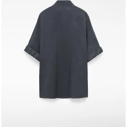 Camisa de mujer de ramio con cuello chimenea