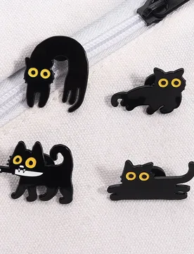 Cute Black Punk Cat With A Knife Enamel Pins Funny Cartoon Kitten Animal Brooch Bag Shirt Lapel Badge Jewelry Gifts for Friends - Aliexpress - FashionsVida