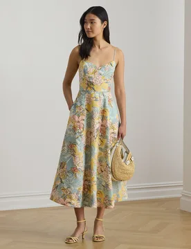 Vestido midi estampado sin mangas - Lauren Ralph Lauren - FashionsVida