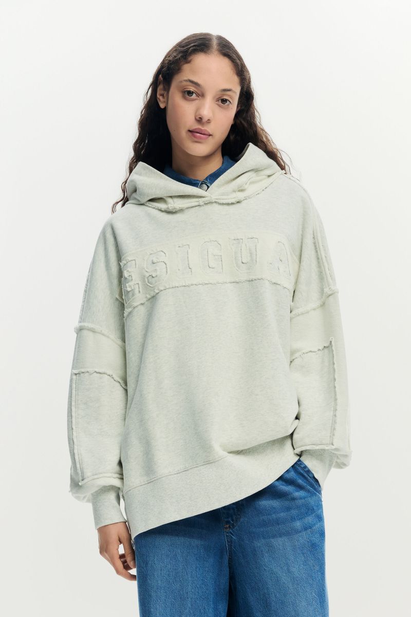 Sudadera oversize capucha, Mujer, Algodon, Negro, S