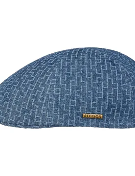 Texas Embroidered Denim Flat Cap by - blue-navy - Size: S (54-55 cm) - Stetson - FashionsVida