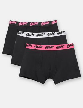Pacco Da 3 Boxer Neri Con Logo Stwd Rosa