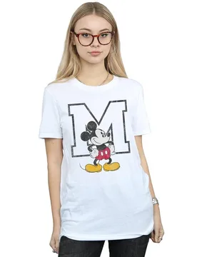 Women's M Mickey Mouse Cotton Boyfriend T-Shirt in White Size: Large - White - Size: L - Disney - FashionsVida