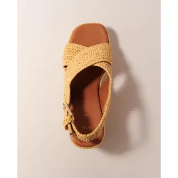 Sandalias de mujer de cuña efecto rafia
