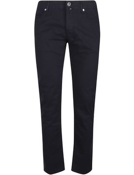 Classic Button-Down Slim Fit Jeans with Five Pockets for Men
