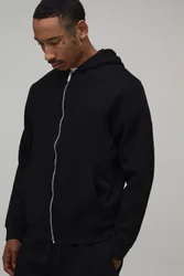 Herren Basic Regular Zip-Through Hoodie Sweatshirt Black Größe XL
