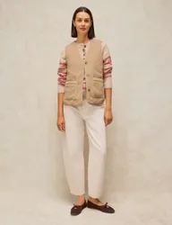 Fleece Reversible Quilted Gilet Natural female