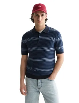 Polo à Manches Courtes 183612 Regular Fit Ensign Blue Stripe M